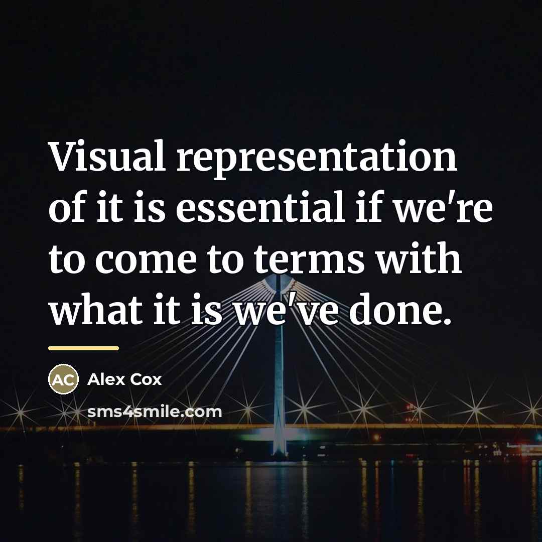 “Visual representation of it is essential if we're to come…” quote by Alex Cox