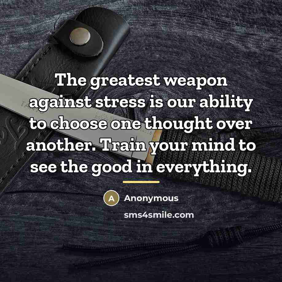 “The greatest weapon against stress is our ability to choose…” quote by Anonymous