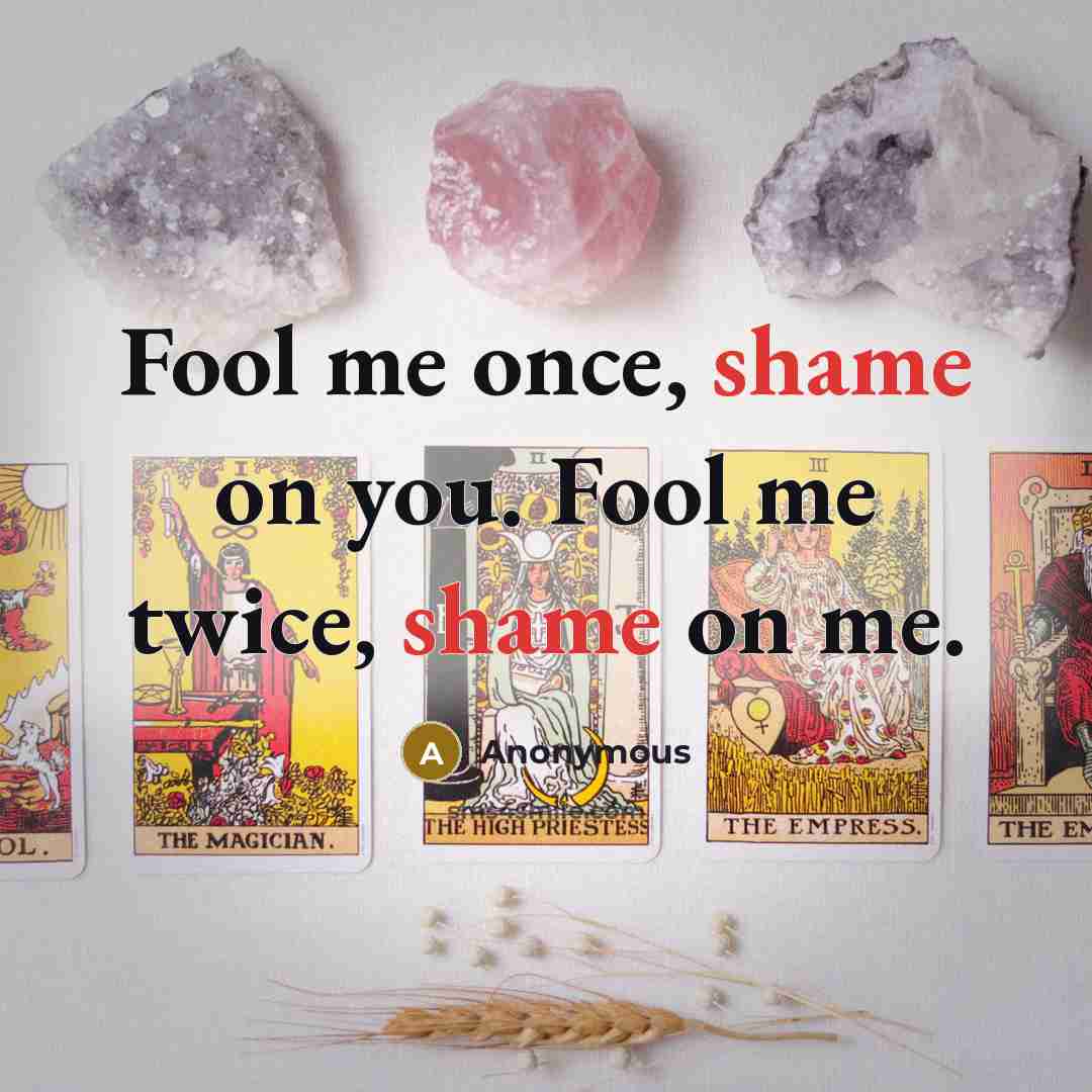 “Fool me once, shame on you. Fool me twice, shame…” quote by Anonymous