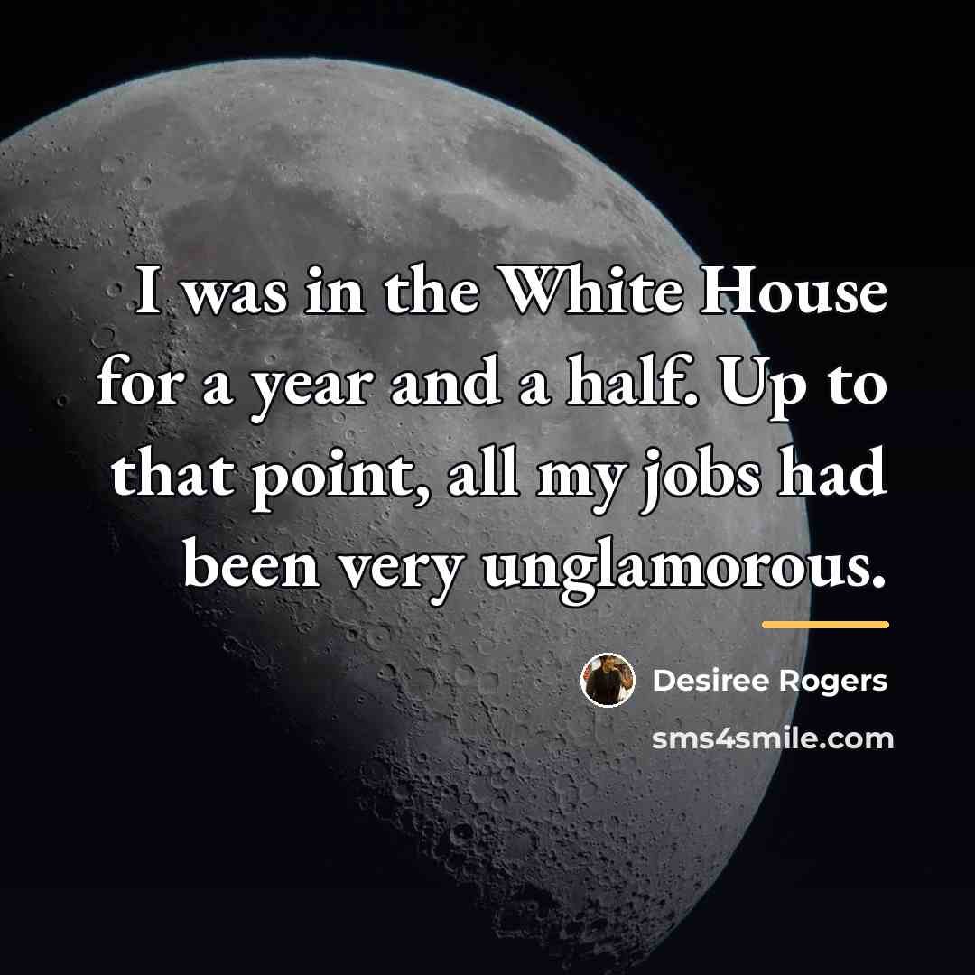 “I was in the White House for a year and…” quote by Desiree Rogers