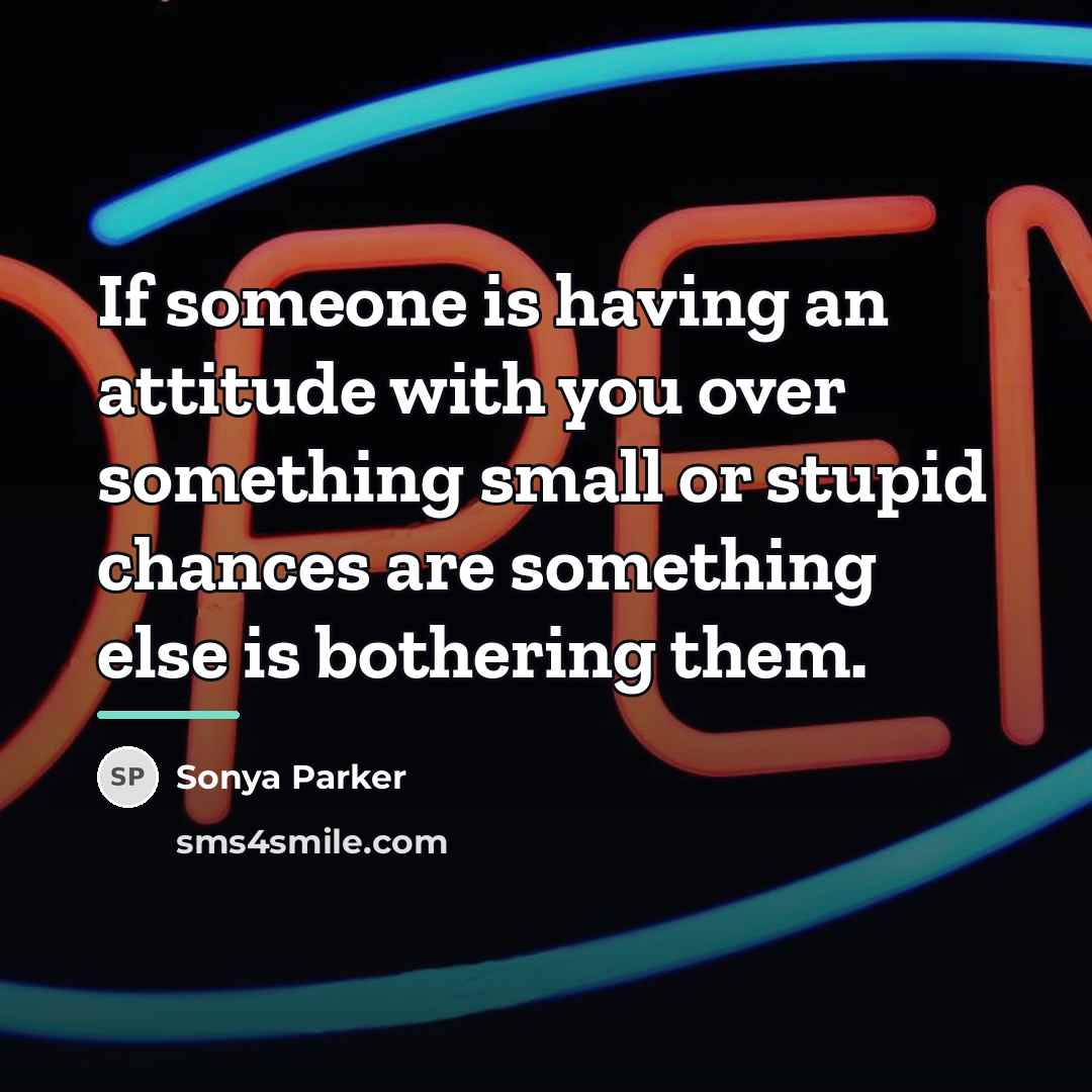 “If someone is having an attitude with you over something…” quote by SONYA PARKER