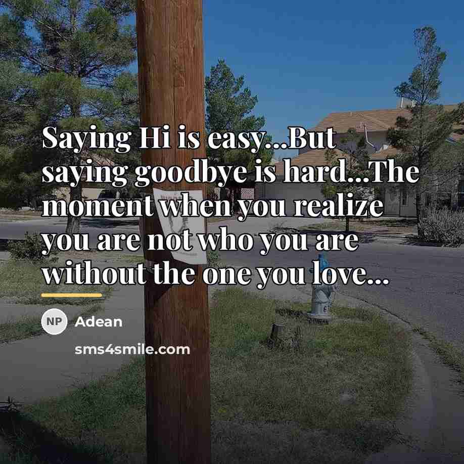 “Saying Hi is easy...But saying goodbye is hard...The moment when…” quote by Adean