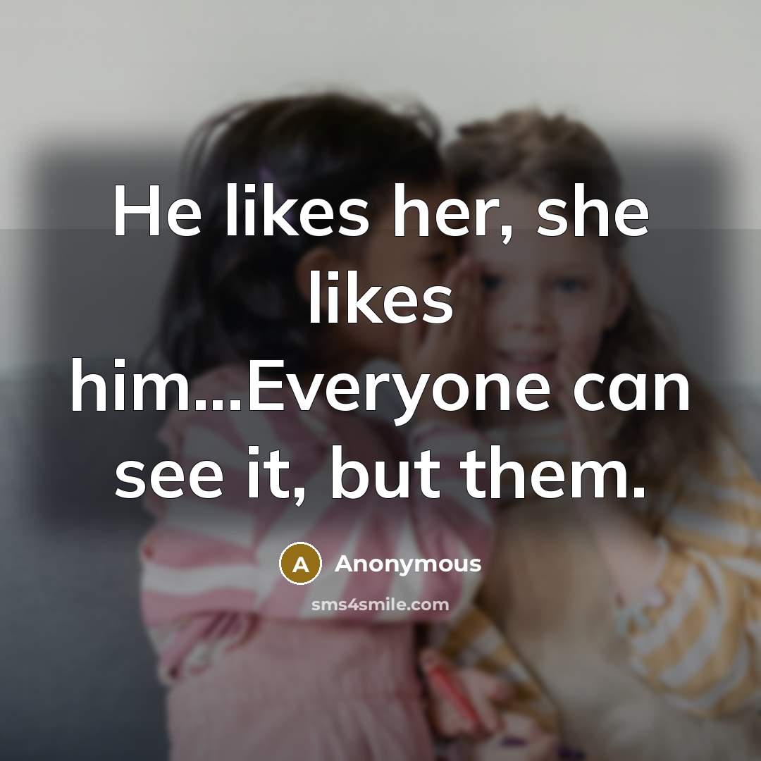 “He likes her, she likes him...Everyone can see it, but…” quote by Anonymous
