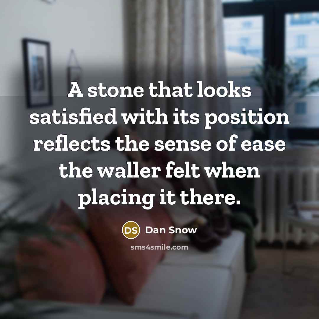 “A stone that looks satisfied with its position reflects the…” quote by Dan Snow