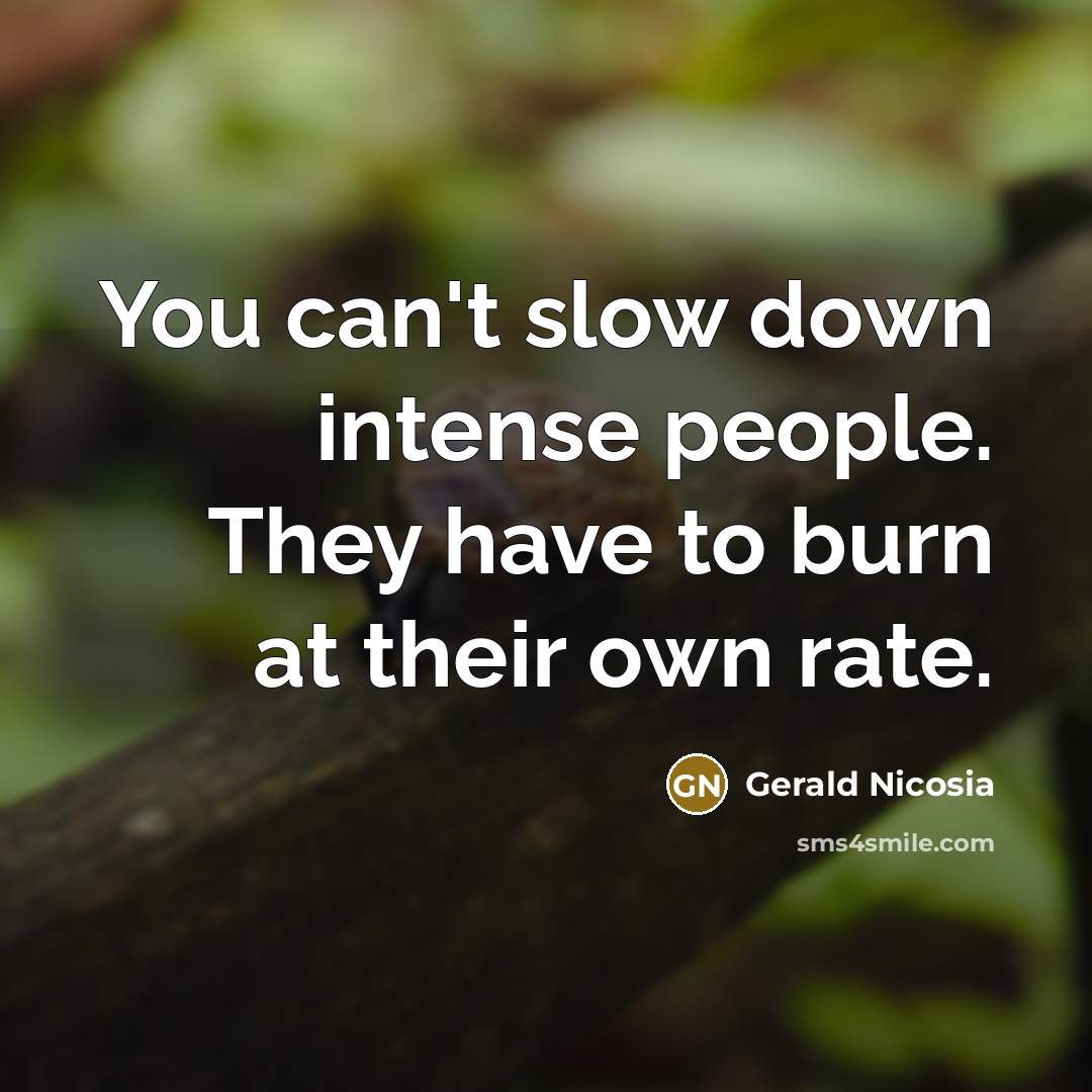 “You can't slow down intense people. They have to burn…” quote by Gerald Nicosia