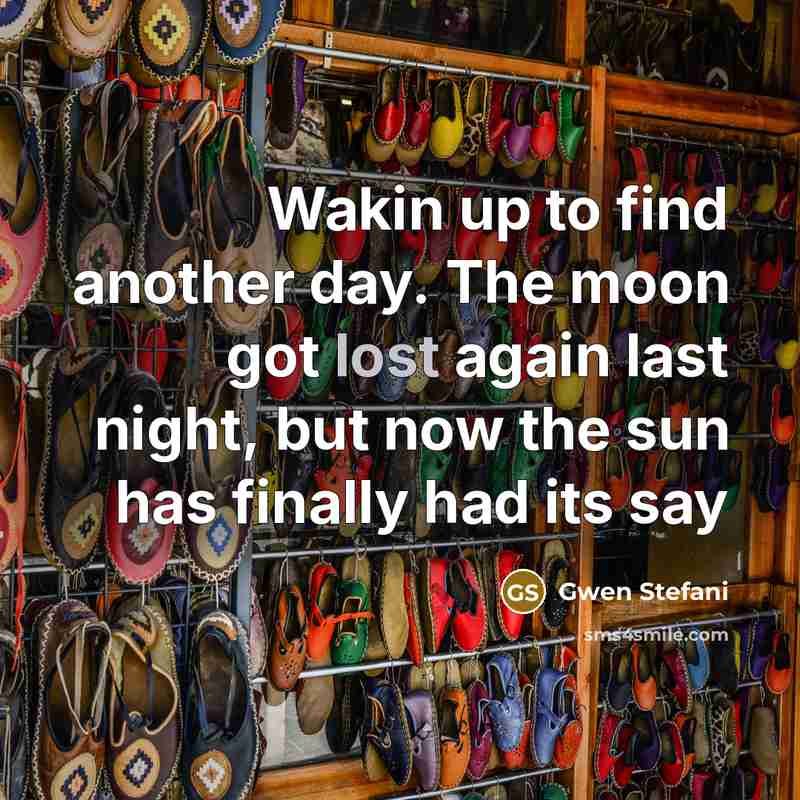 “Wakin up to find another day. The moon got lost…” quote by Gwen Stefani