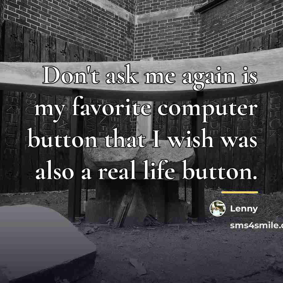 “Don't ask me again is my favorite computer button that…” quote by Lenny