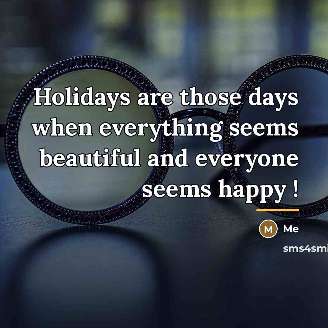 “Holidays are those days when everything seems beautiful and everyone…” quote by Me