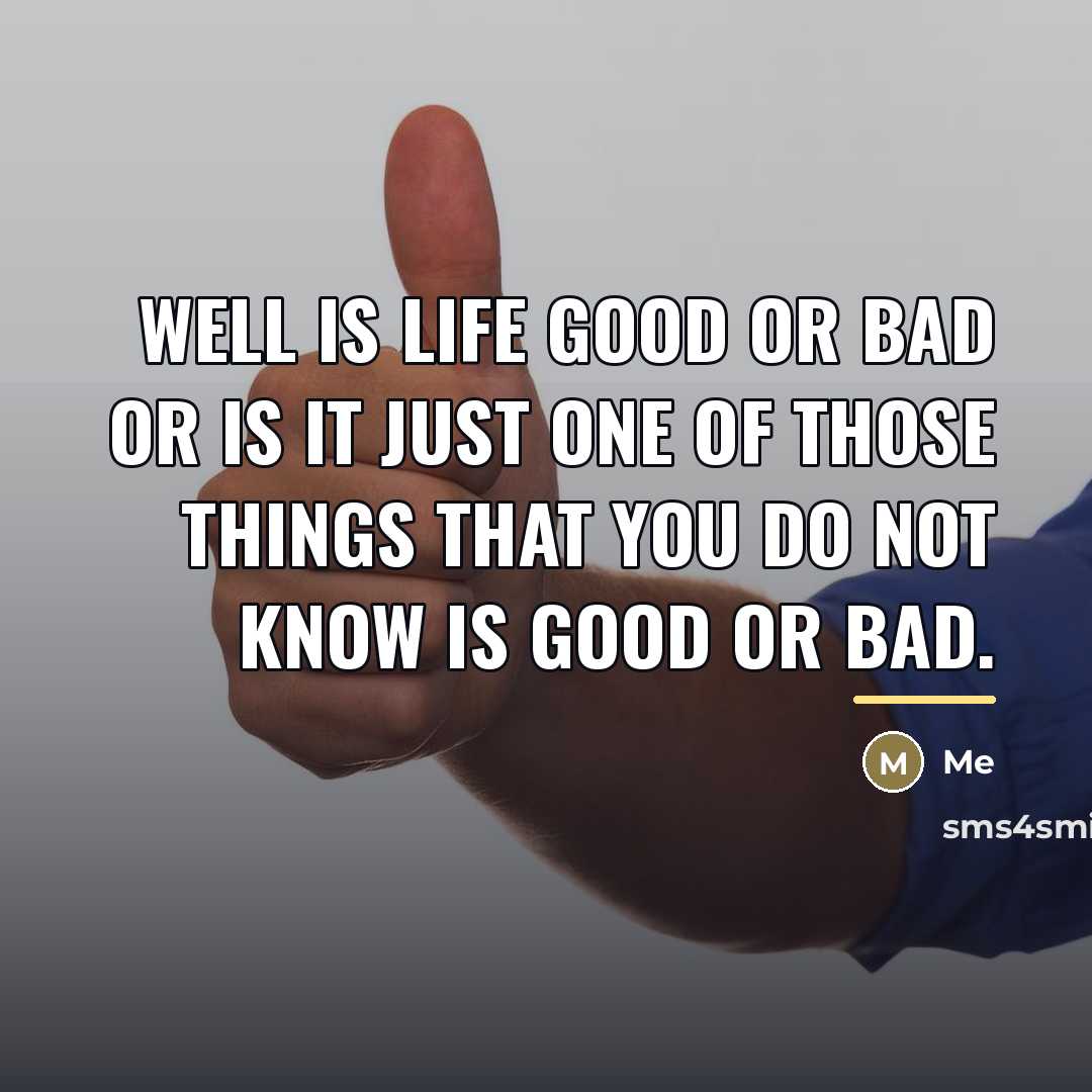 “Well is life good or bad or is it just…” quote by Me