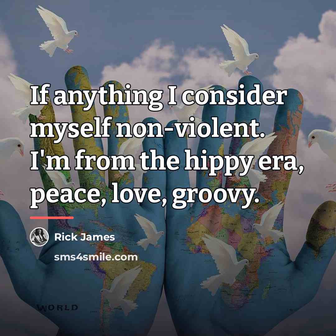 “If anything I consider myself non-violent. I'm from the hippy…” quote by Rick James