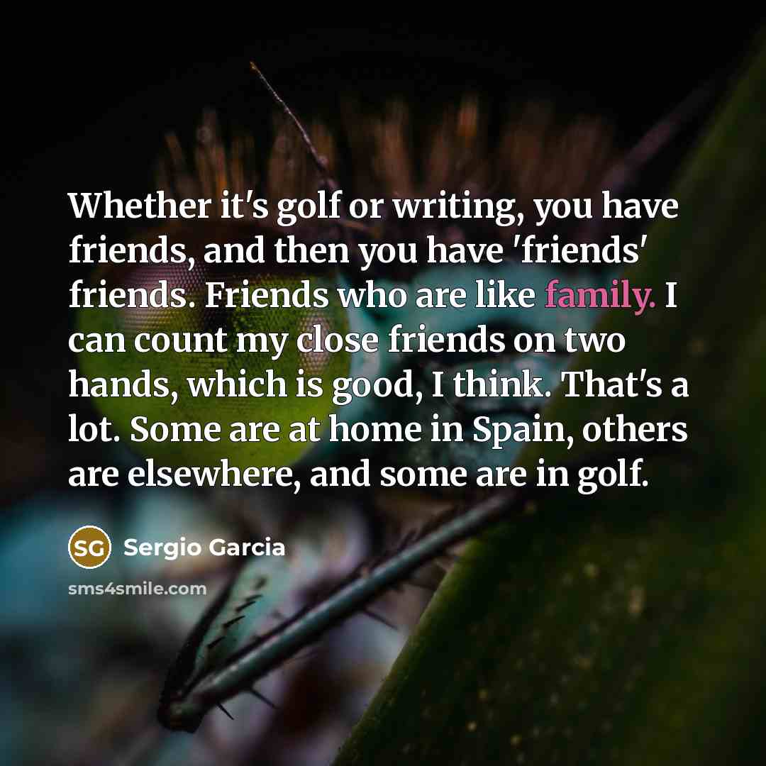 “Whether it's golf or writing, you have friends, and then…” quote by Sergio Garcia
