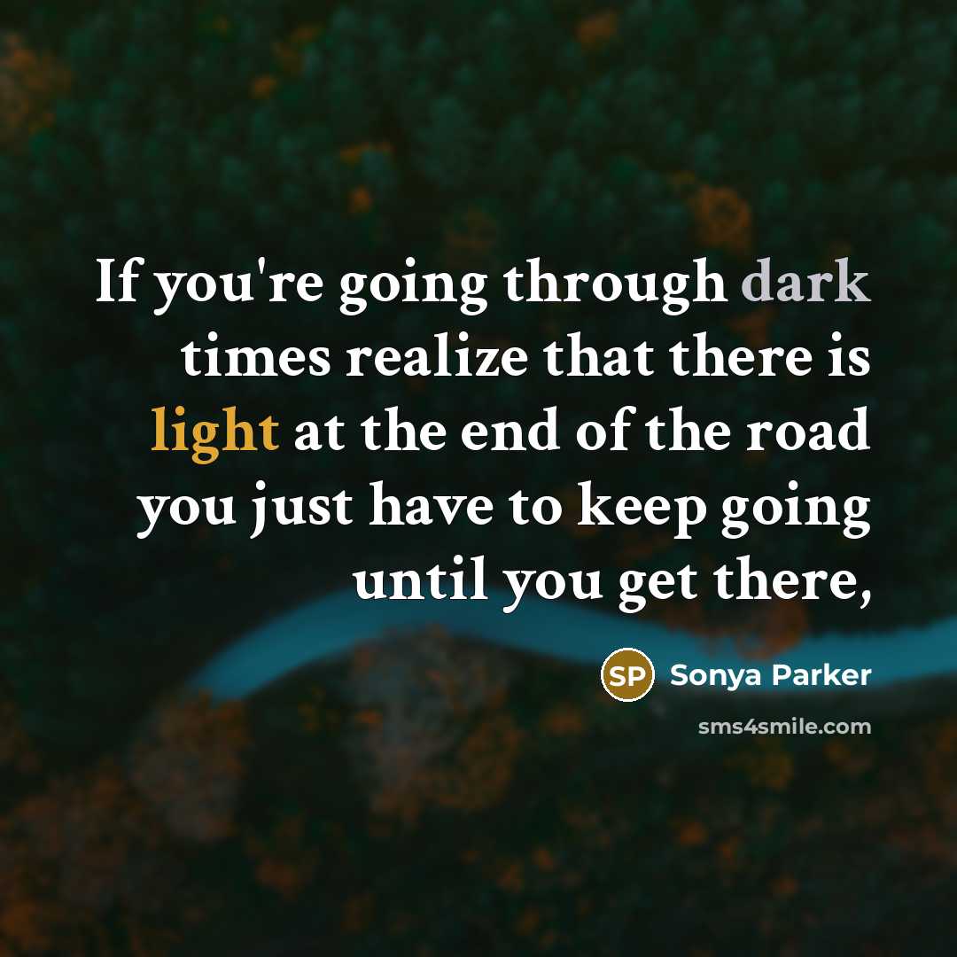“If you're going through dark times realize that there is…” quote by Sonya Parker