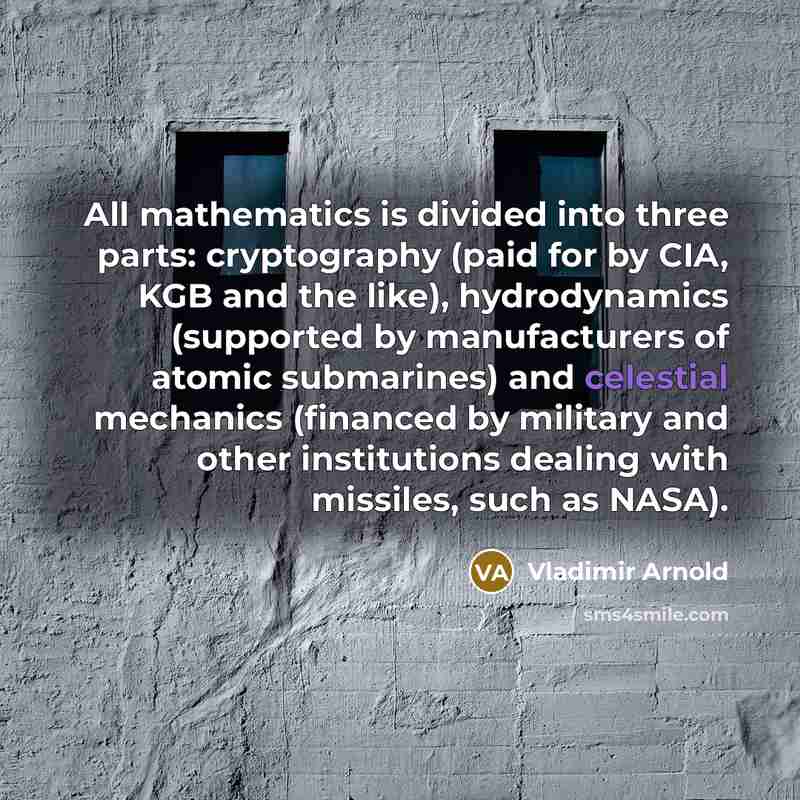 “All mathematics is divided into three parts: cryptography (paid for…” quote by Vladimir Arnold