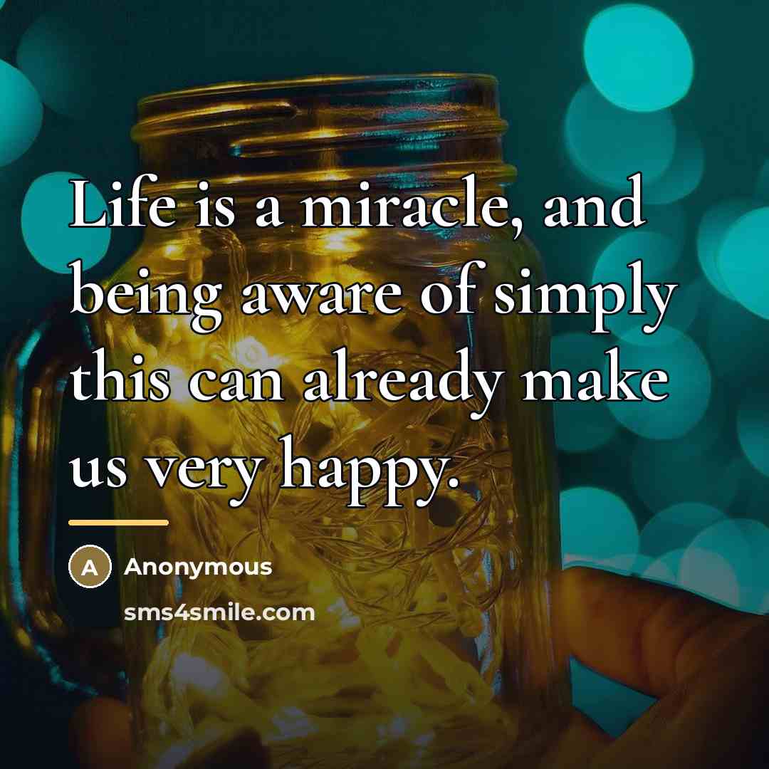 “Life is a miracle, and being aware of simply this…” quote by Anonymous