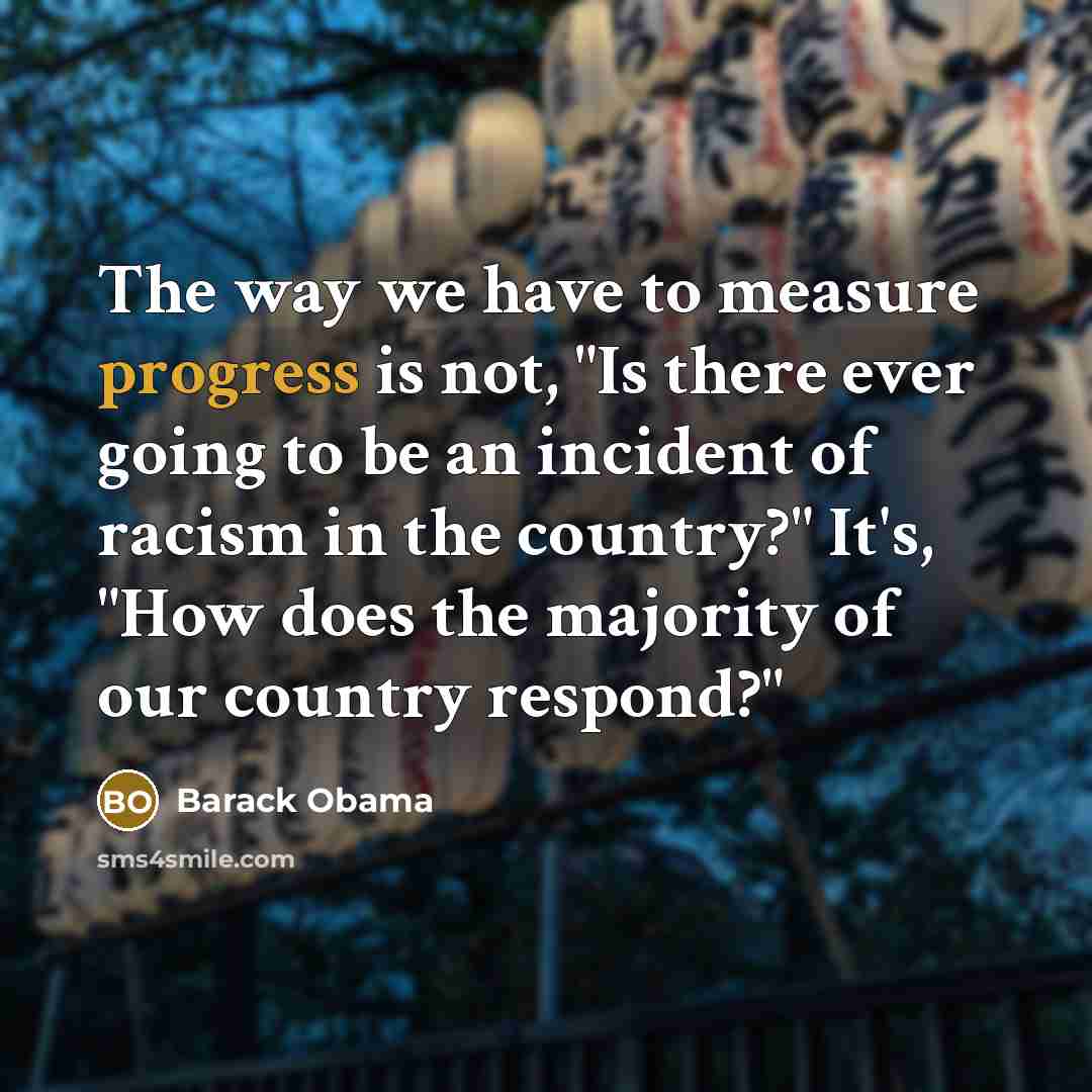 “The way we have to measure progress is not, "Is…” quote by Barack Obama