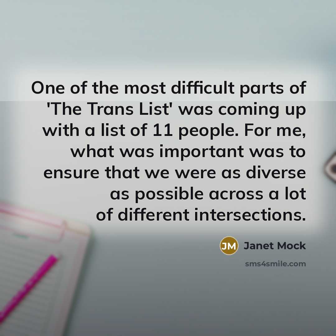 “One of the most difficult parts of 'The Trans List'…” quote by Janet Mock