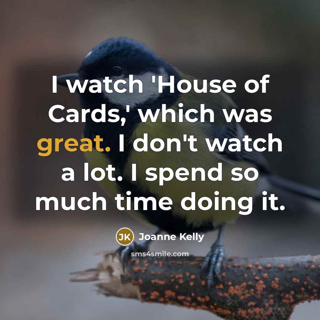 “I watch 'House of Cards,' which was great. I don't…” quote by Joanne Kelly