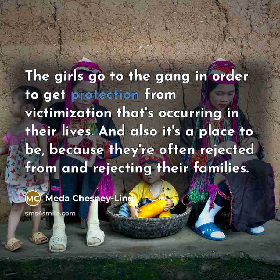 “The girls go to the gang in order to get…” quote by Meda Chesney-Lind