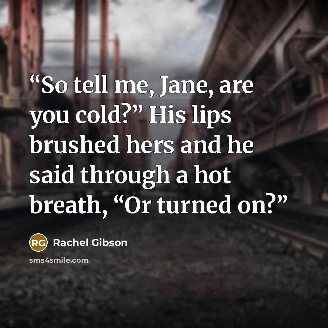 “So tell me, Jane, are you cold?” His lips brushed hers and he said through a hot breath, “Or turned on?” quote by Rachel Gibson