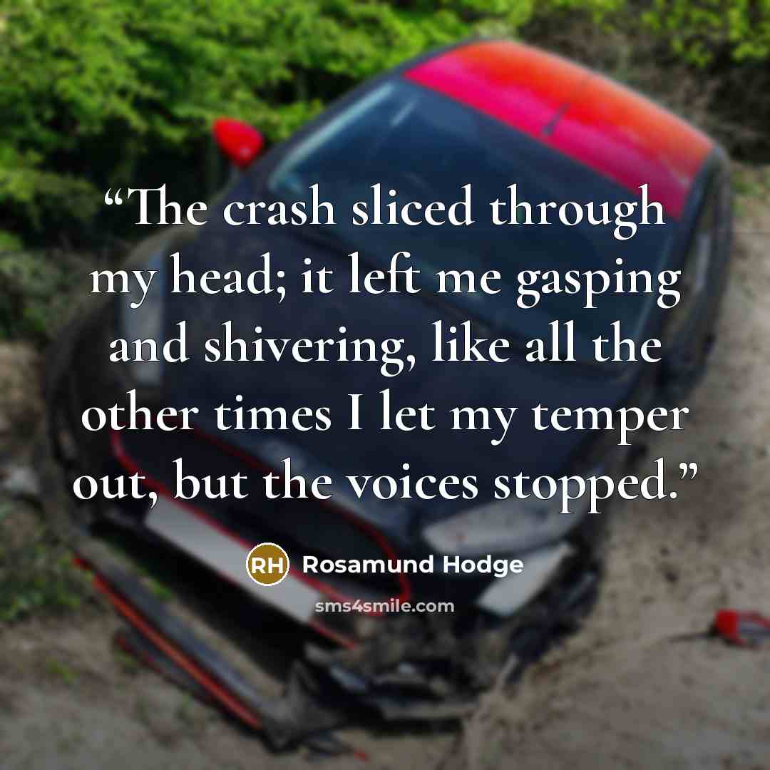 “The crash sliced through my head; it left me gasping and shivering, like all the other times I let my temper out, but the voices stopped.” quote by Rosamund Hodge