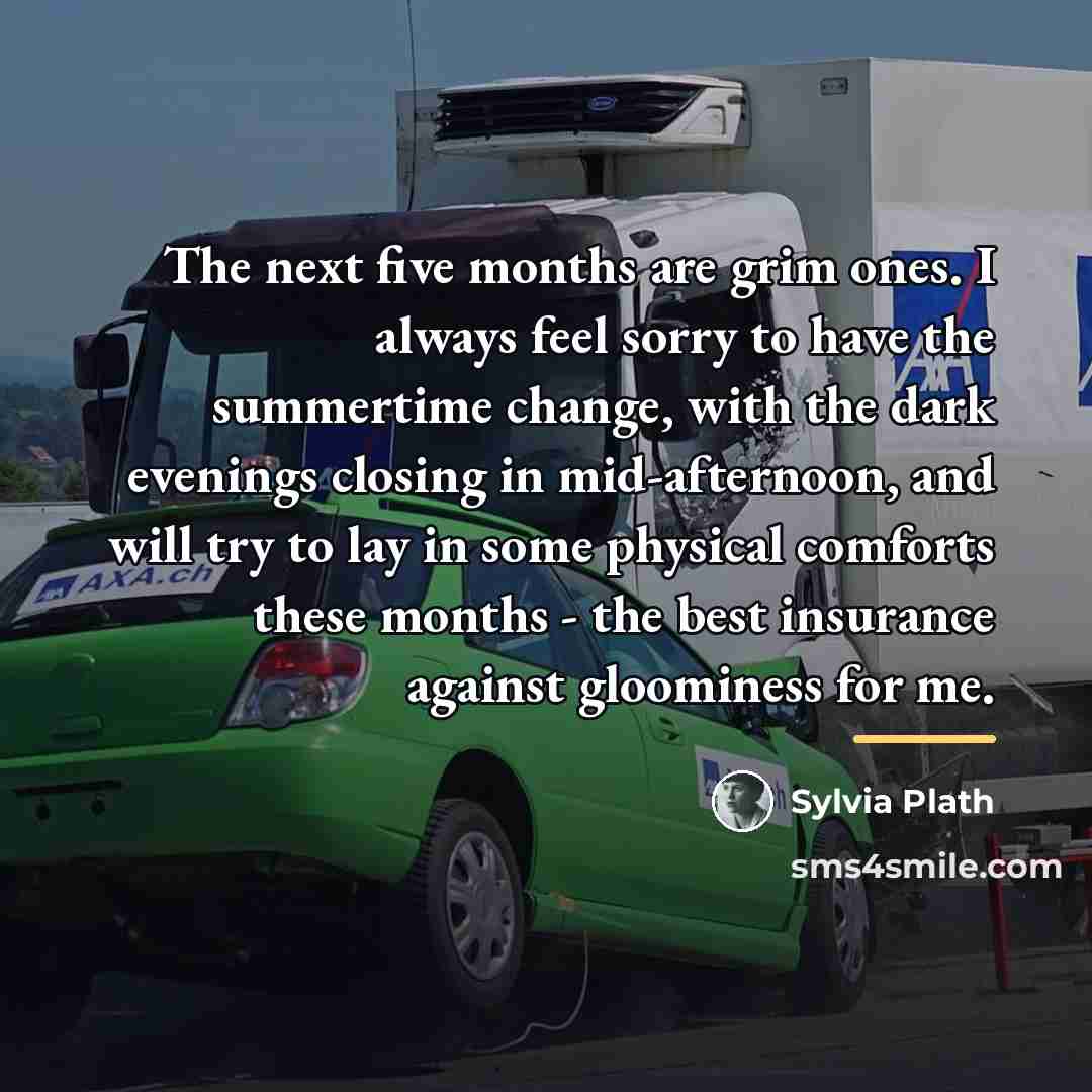 “The next five months are grim ones. I always feel…” quote by Sylvia Plath