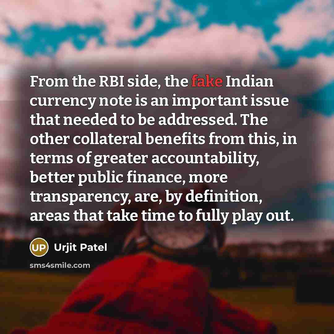 “From the RBI side, the fake Indian currency note is…” quote by Urjit Patel