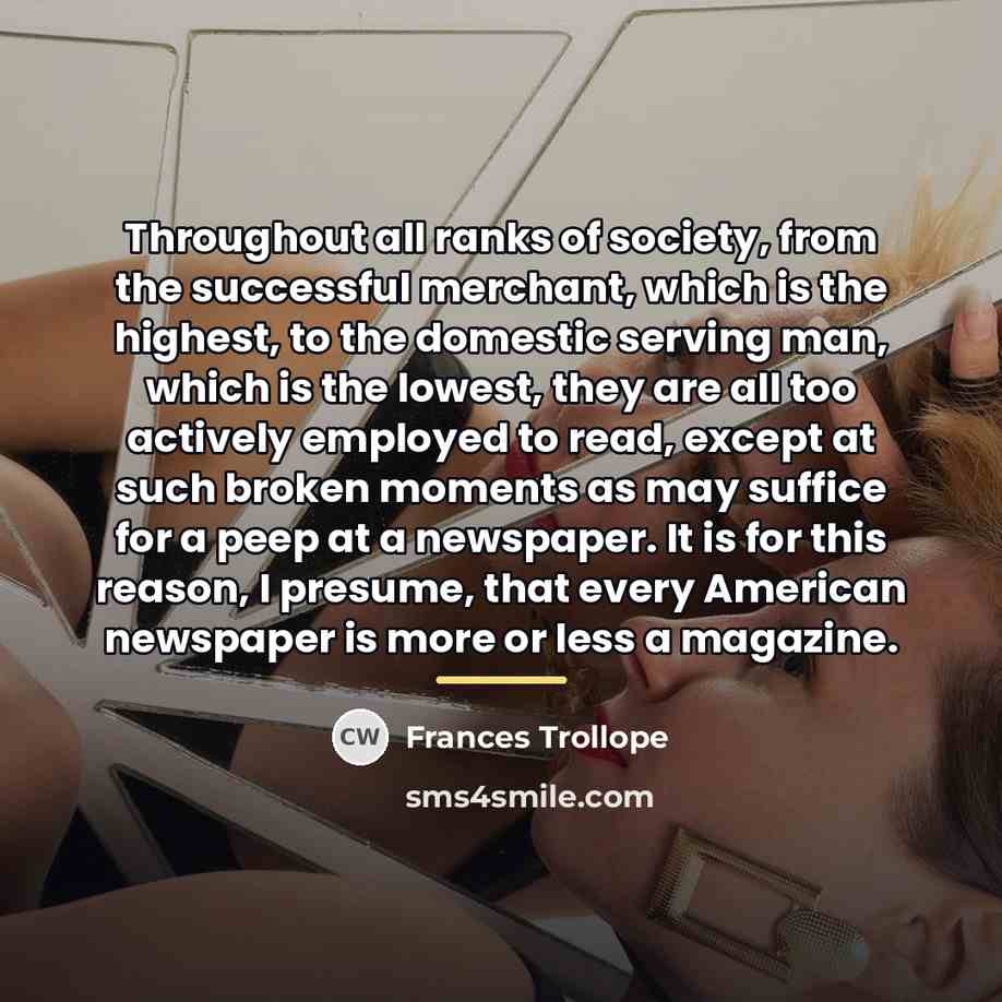 “Throughout all ranks of society, from the successful merchant, which…” quote by Frances Trollope