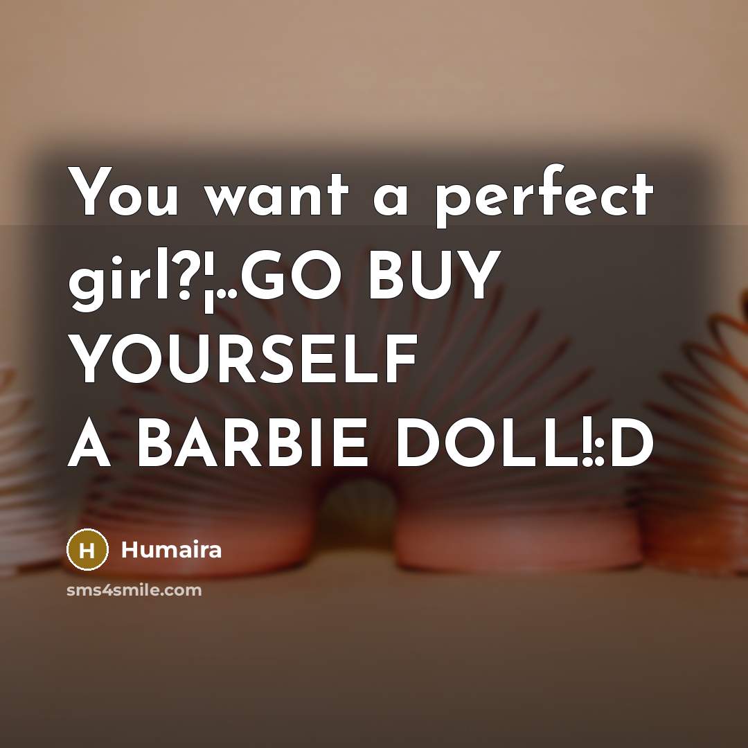 “You want a perfect girl?¦..GO BUY YOURSELF A BARBIE DOLL!:D…” quote by Humaira