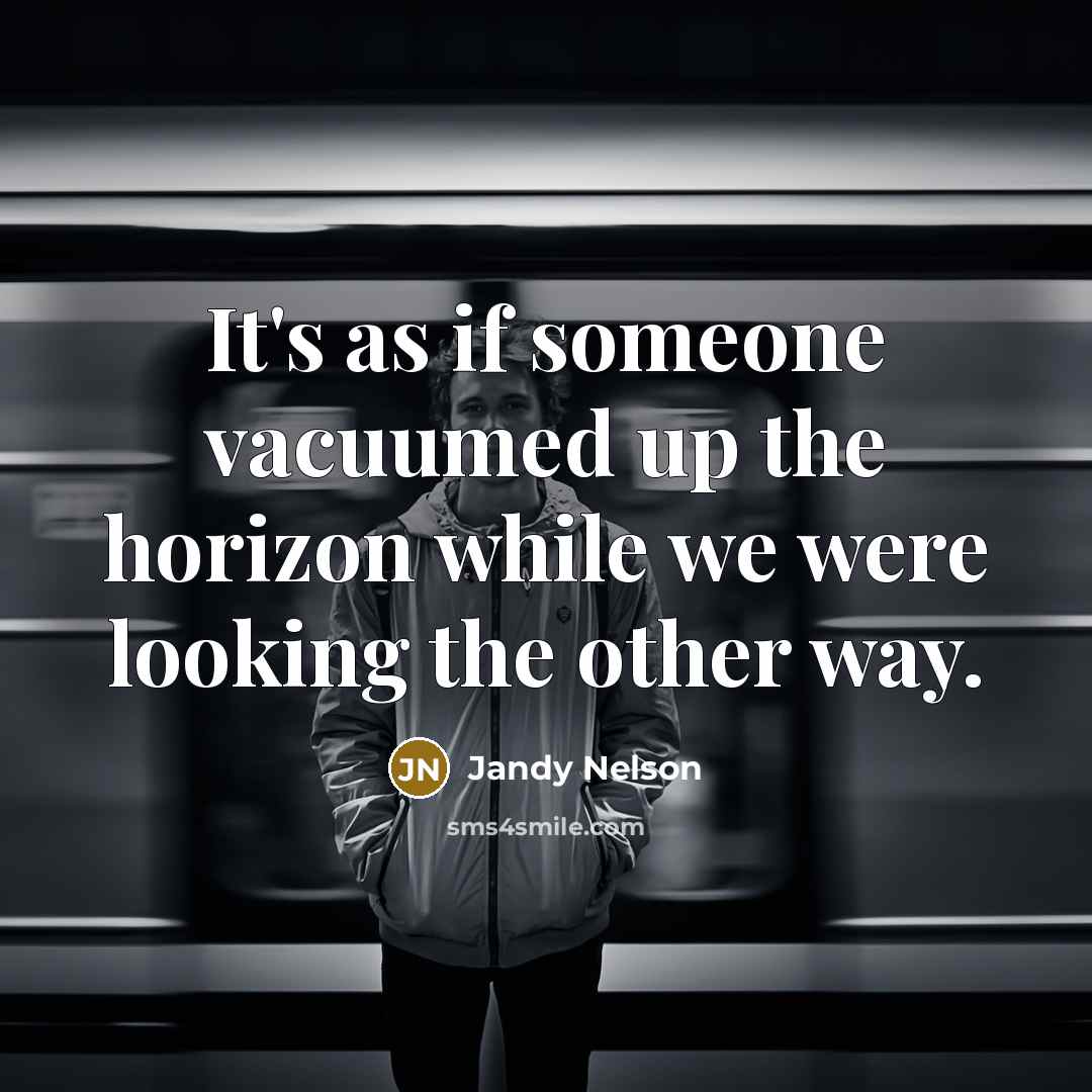 “It's as if someone vacuumed up the horizon while we…” quote by Jandy Nelson