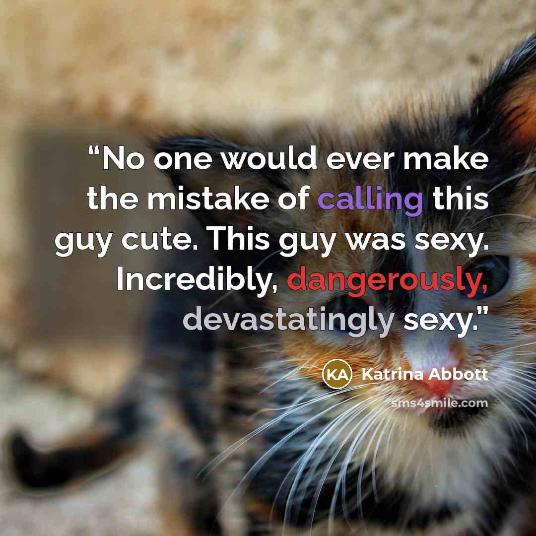 “No one would ever make the mistake of calling this guy cute. This guy was sexy. Incredibly, dangerously, devastatingly sexy.” quote by Katrina Abbott