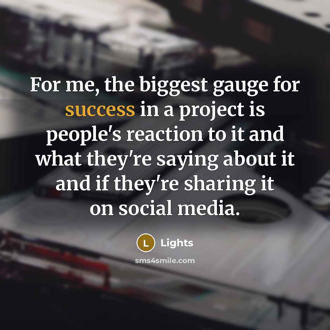 “For me, the biggest gauge for success in a project…” quote by Lights