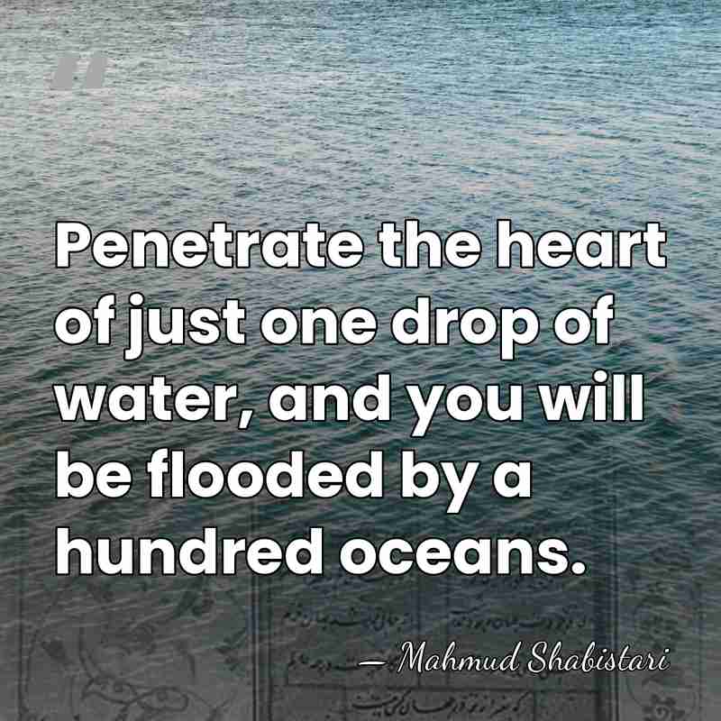 Penetrate the heart of just one drop of water, and you will&hellip; - Mahmud Shabistari