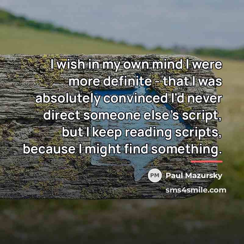 “I wish in my own mind I were more definite…” quote by Paul Mazursky