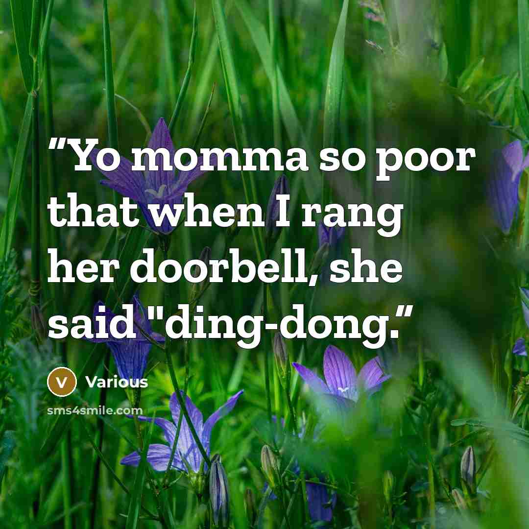 “Yo momma so poor that when I rang her doorbell, she said "ding-dong.” quote by Various