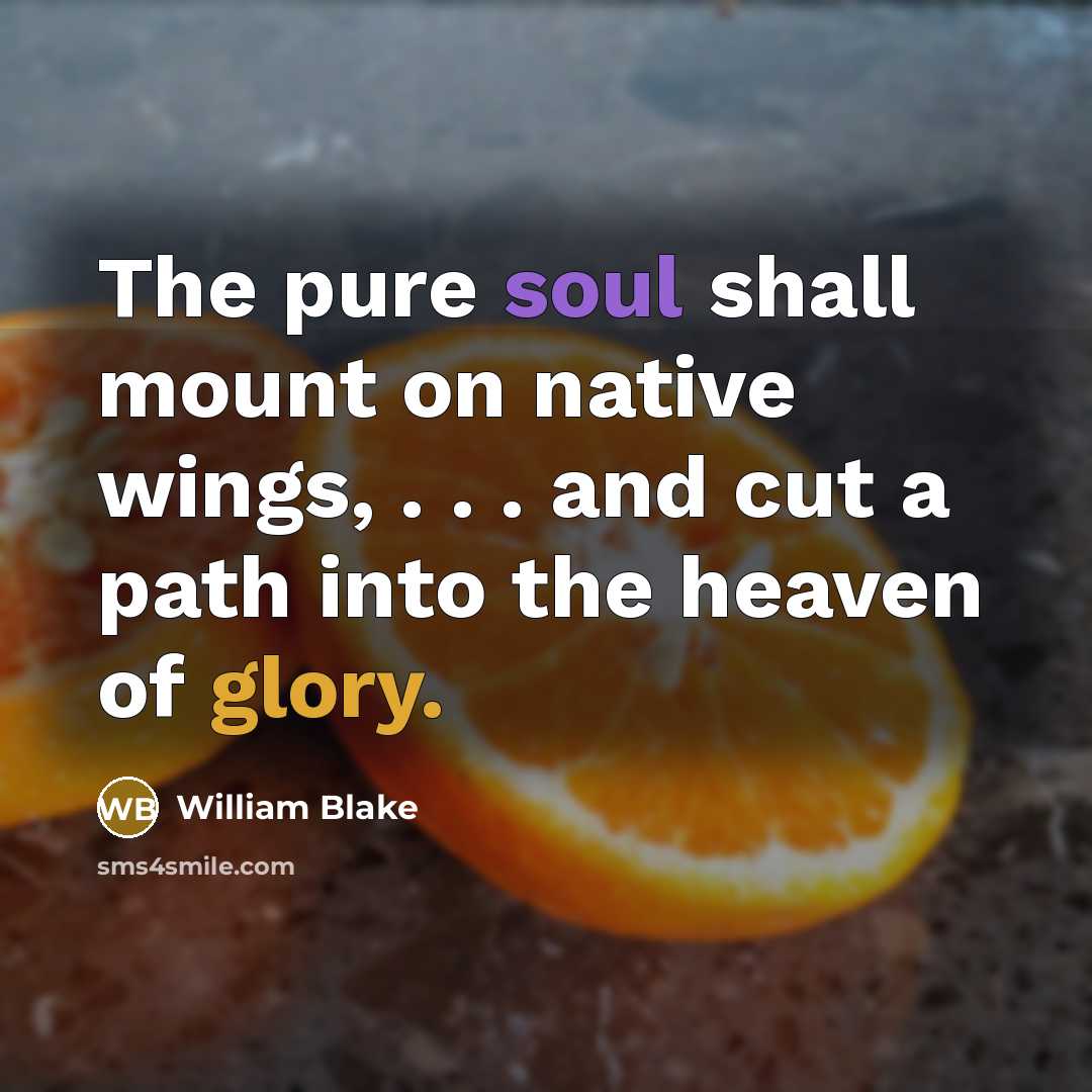“The pure soul shall mount on native wings, . .…” quote by William Blake