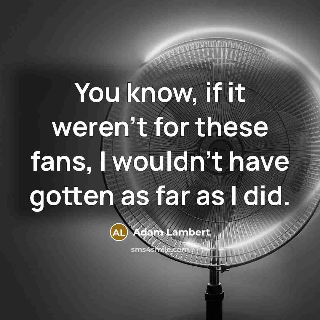 “You know, if it weren't for these fans, I wouldn't…” quote by Adam Lambert