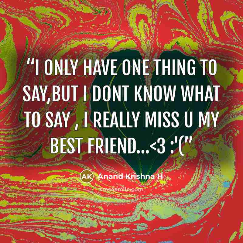 ““I only have one thing to say,but i dont know what to say , i really miss u my best friend…” quote by Anand Krishna H