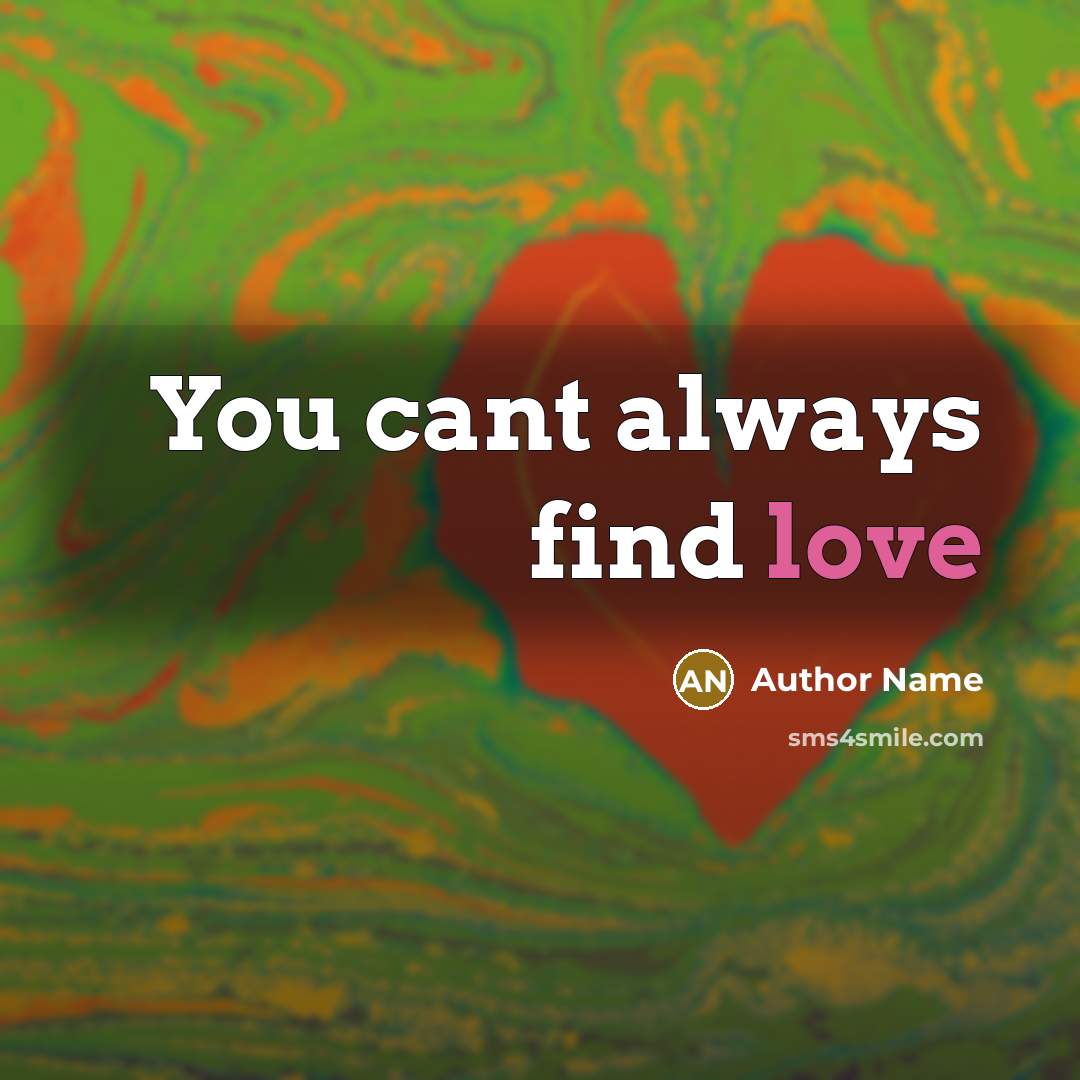 “You cant always find love…” quote by Author Name