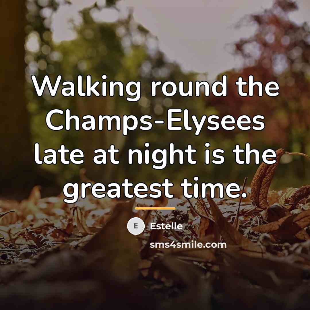 “Walking round the Champs-Elysees late at night is the greatest…” quote by Estelle