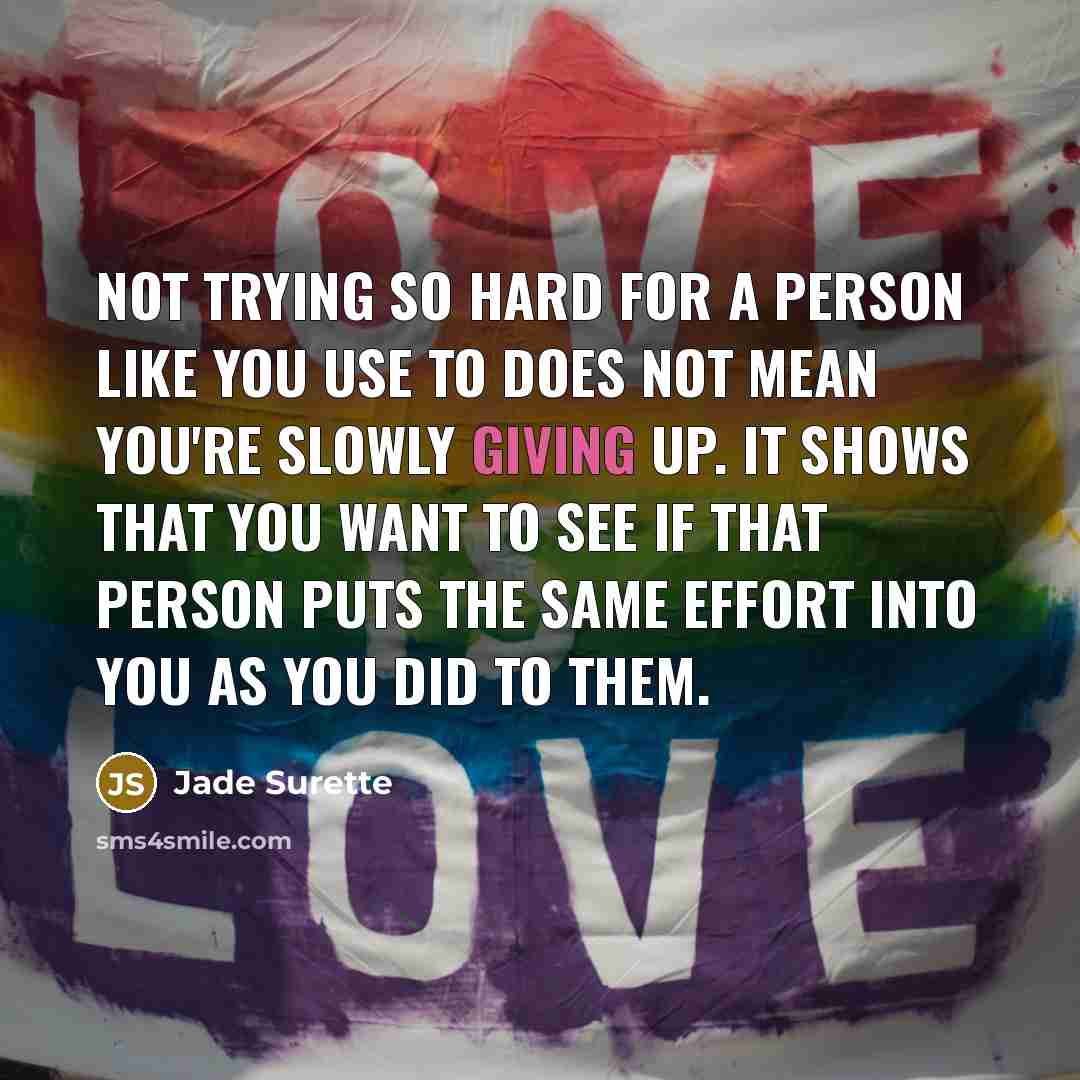 “Not trying so hard for a person like you use…” quote by Jade Surette