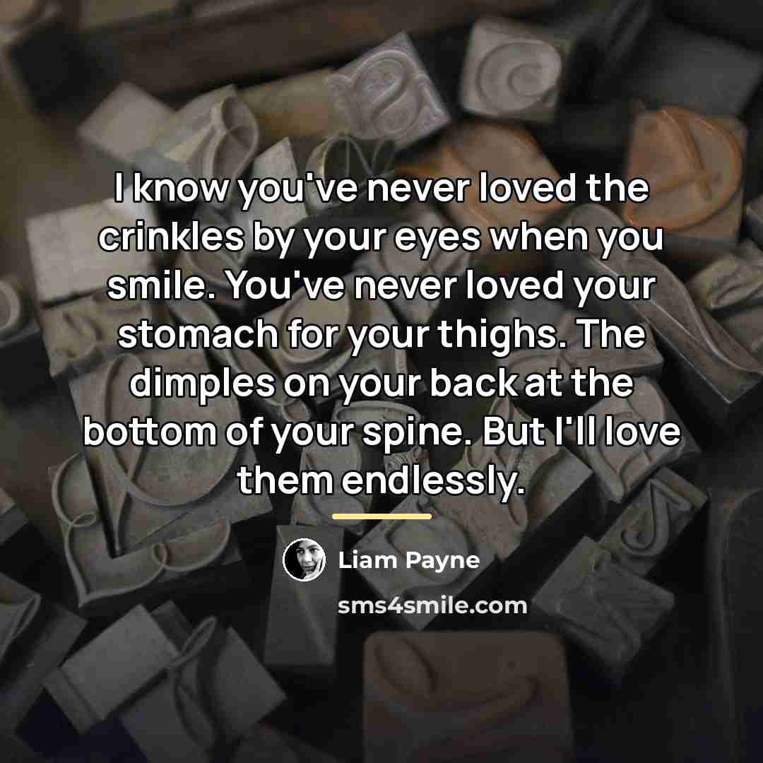 “I know you've never loved the crinkles by your eyes…” quote by Liam Payne