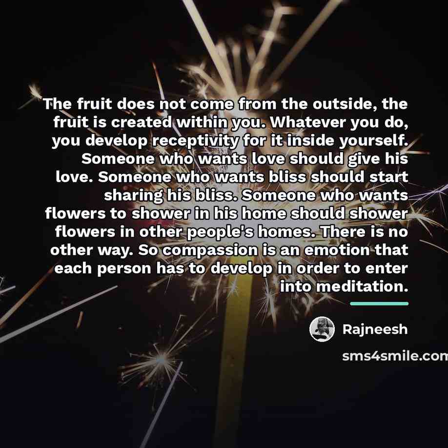 “The fruit does not come from the outside, the fruit…” quote by Rajneesh