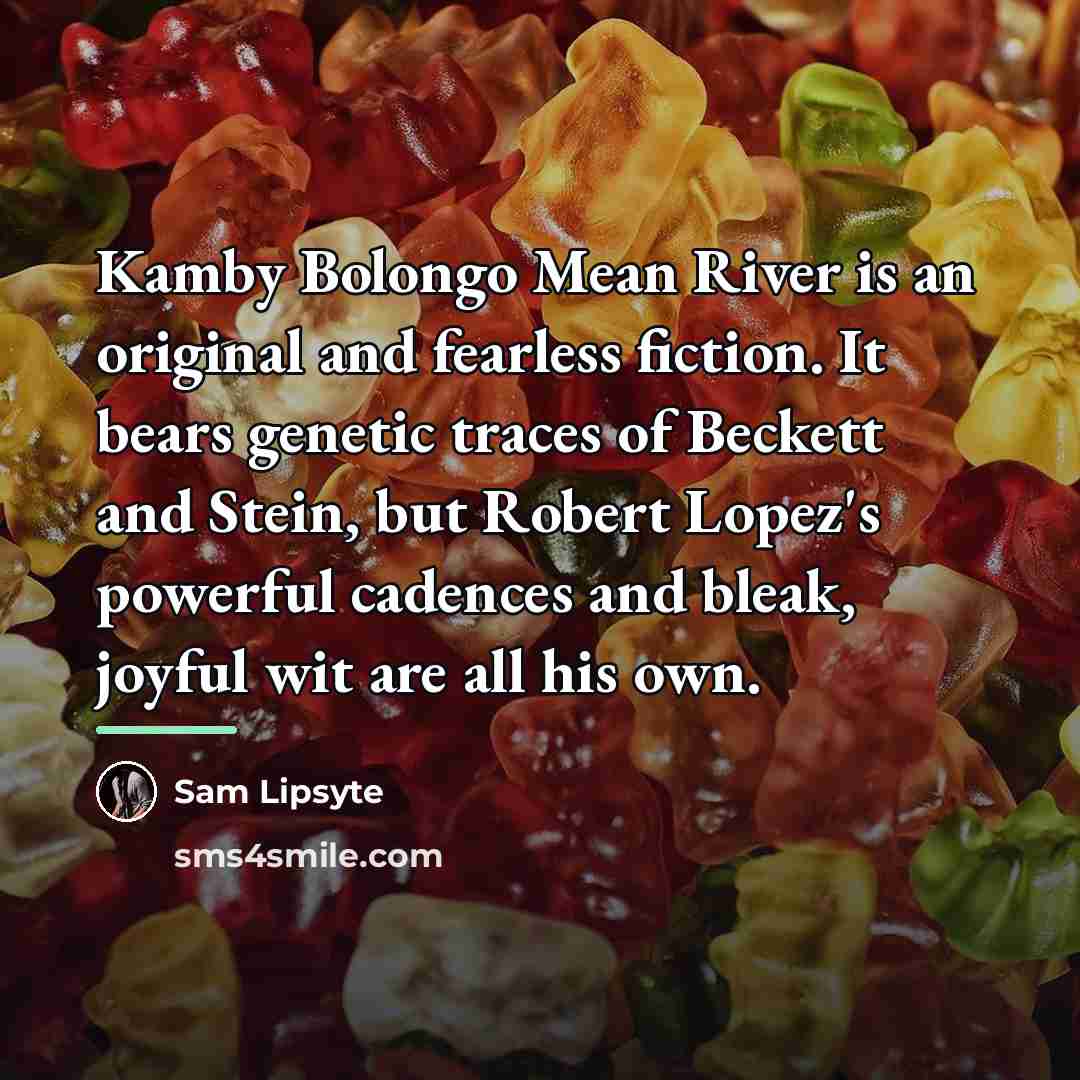 “Kamby Bolongo Mean River is an original and fearless fiction.…” quote by Sam Lipsyte