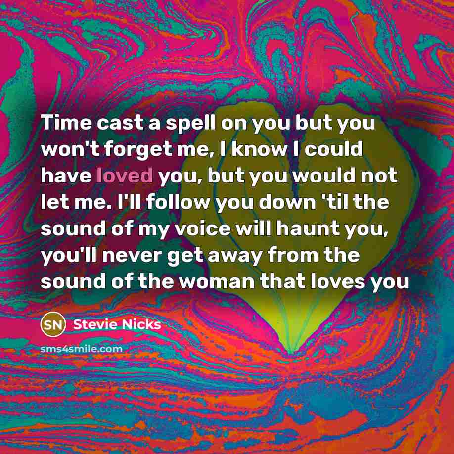 “Time cast a spell on you but you won't forget…” quote by Stevie Nicks