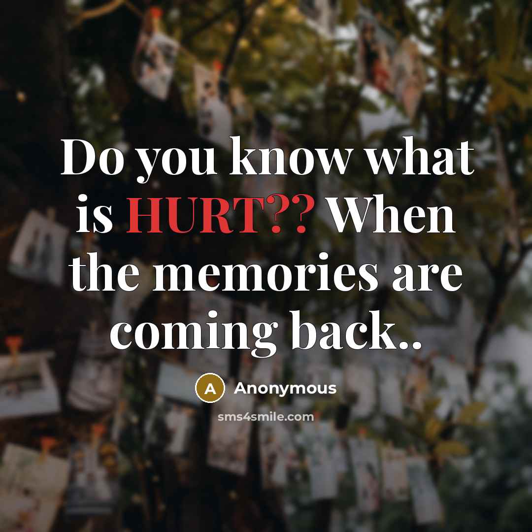 “Do you know what is HURT?? When the memories are coming back..” quote by Anonymous