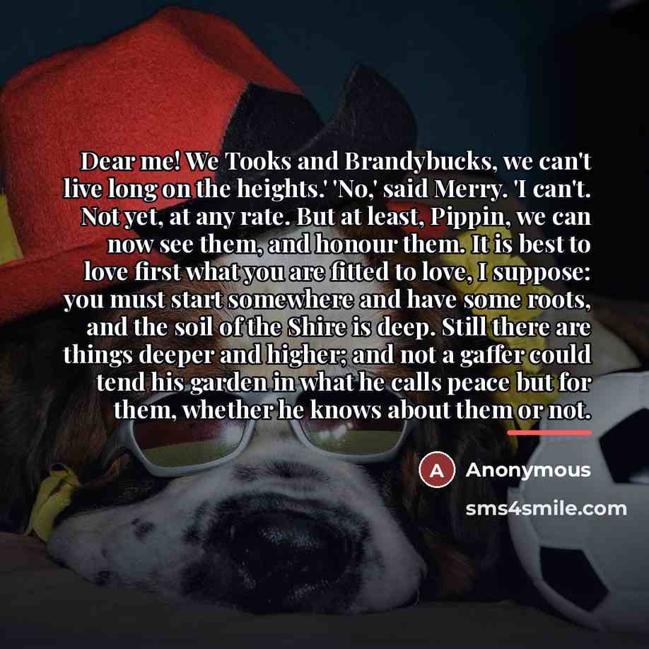 “Dear me! We Tooks and Brandybucks, we can't live long…” quote by Anonymous
