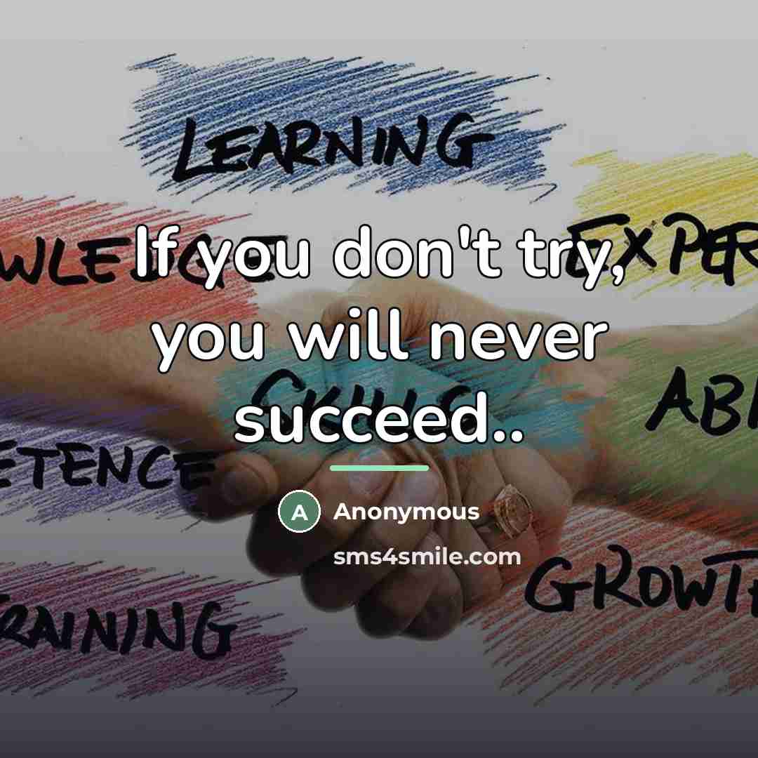 “If you don't try, you will never succeed..…” quote by Anonymous