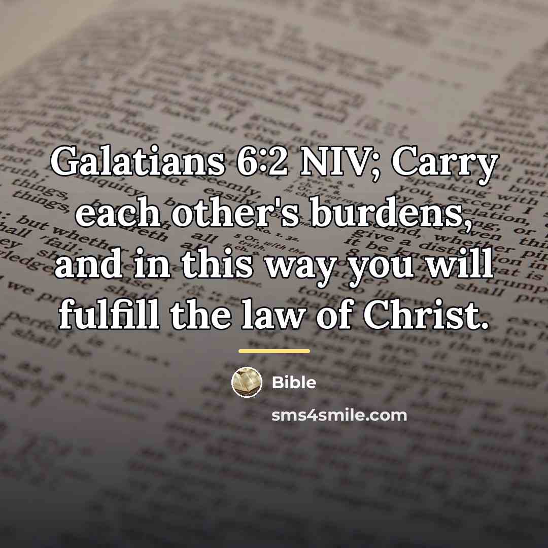 “Galatians 6:2 NIV; Carry each other's burdens, and in this…” quote by Bible