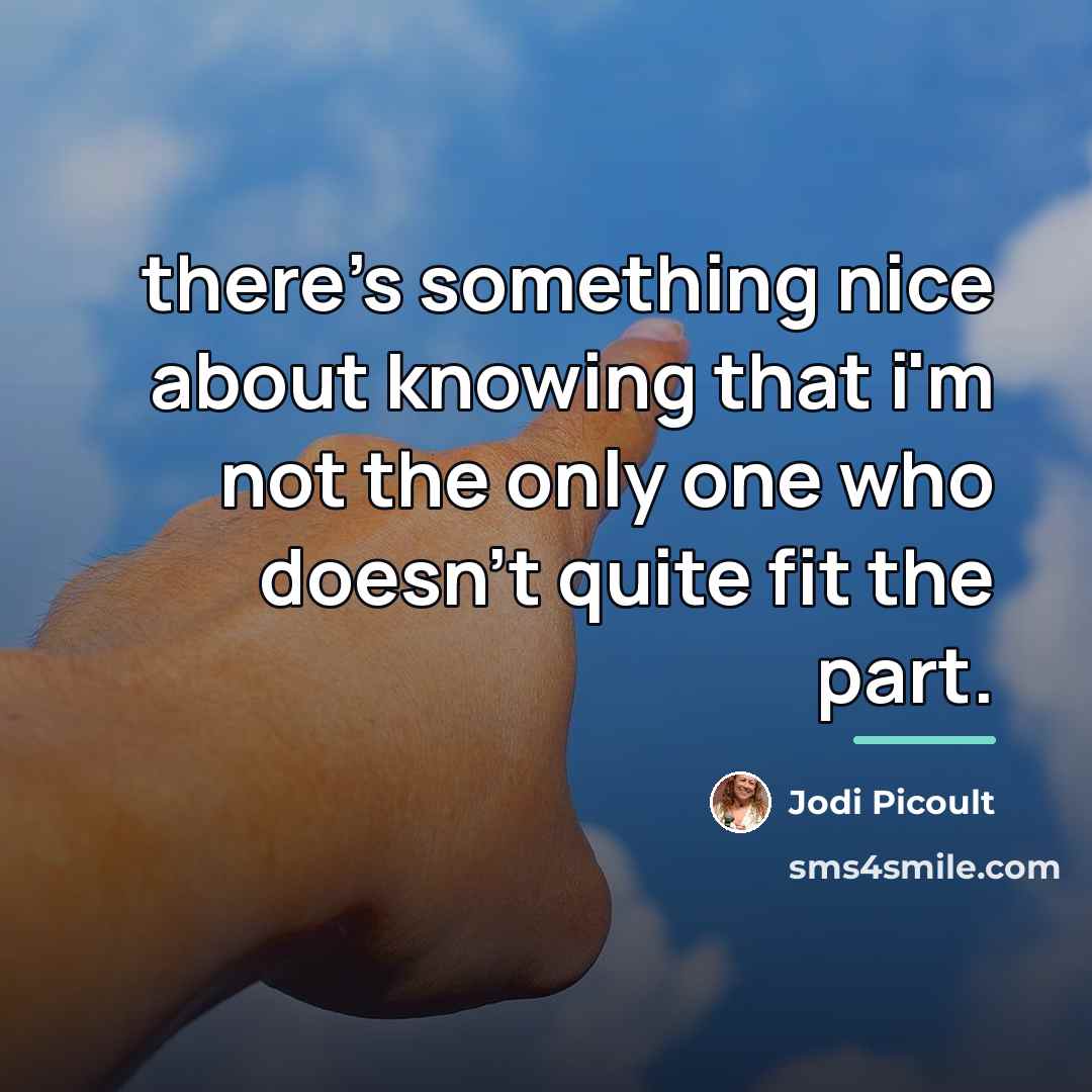 “there's something nice about knowing that i'm not the only…” quote by Jodi Picoult