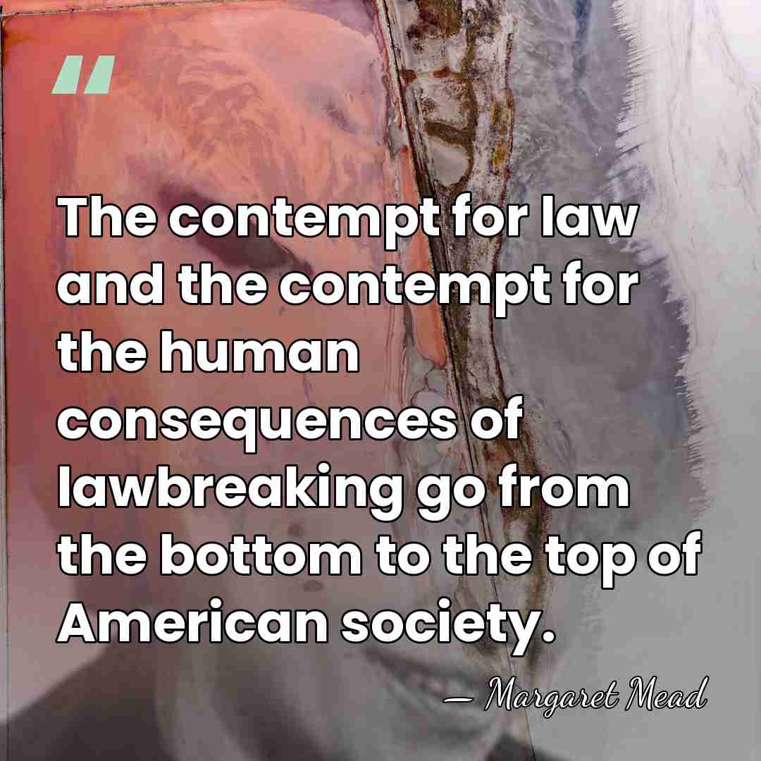 The contempt for law and the contempt for the human consequences of&hellip; - Margaret Mead